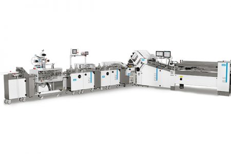 GUK Outsertfalzanlage FA53- MV11 System mit Doppelmesser und Turn&Tab Etikettierer